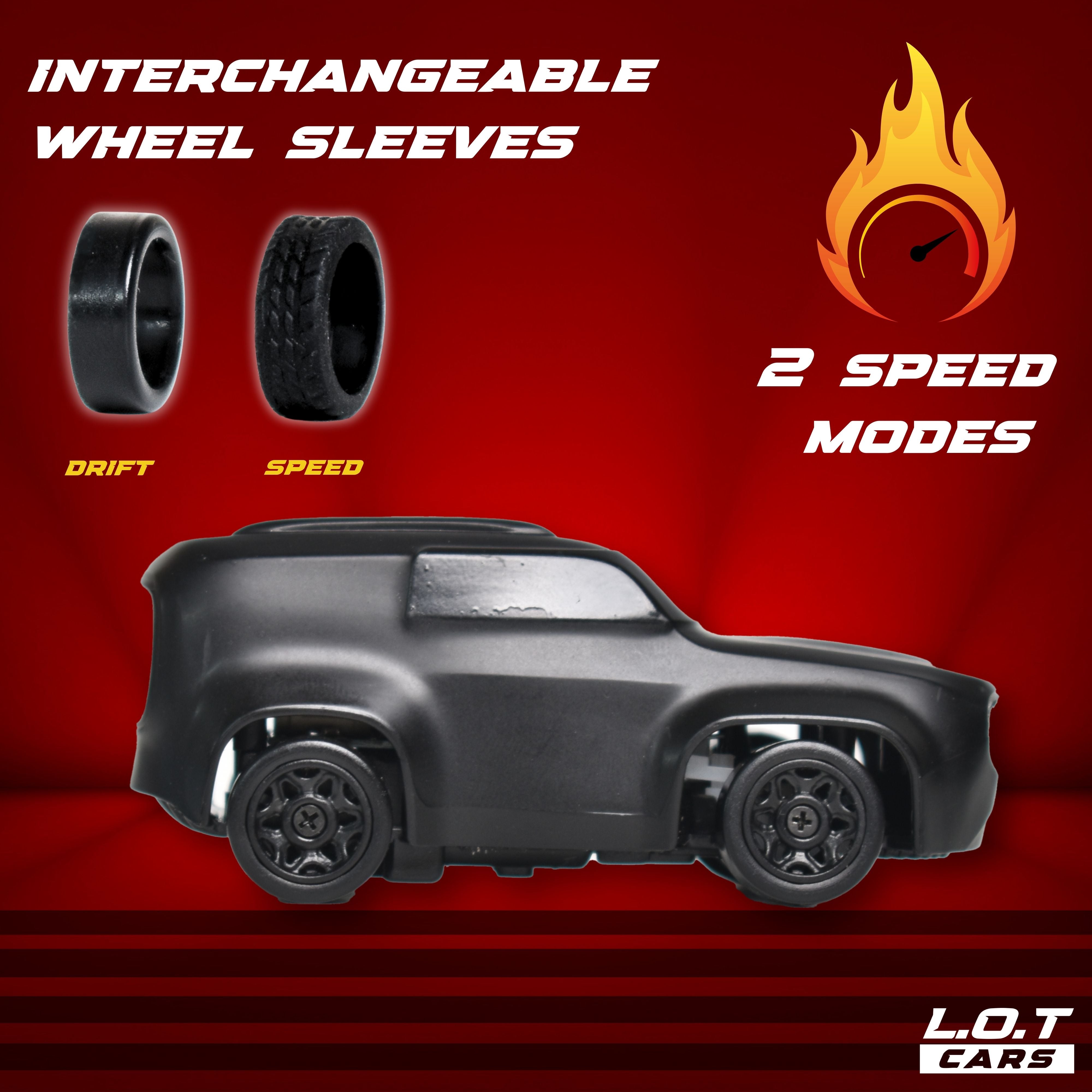 L.O.T TOYS Dash Remote Control Car | 2.4Ghz, 1:64 Scale | Rc Cars, Remote Control Car Toy, Rc Drifting Cars, Interchangable Wheel Sleeves, 4 Light & 2 Speed Modes (MINI RC- Black)