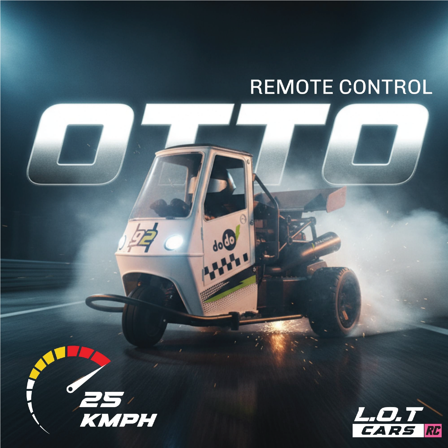 Remote control RC car with 'OTTO' branding on a dark background