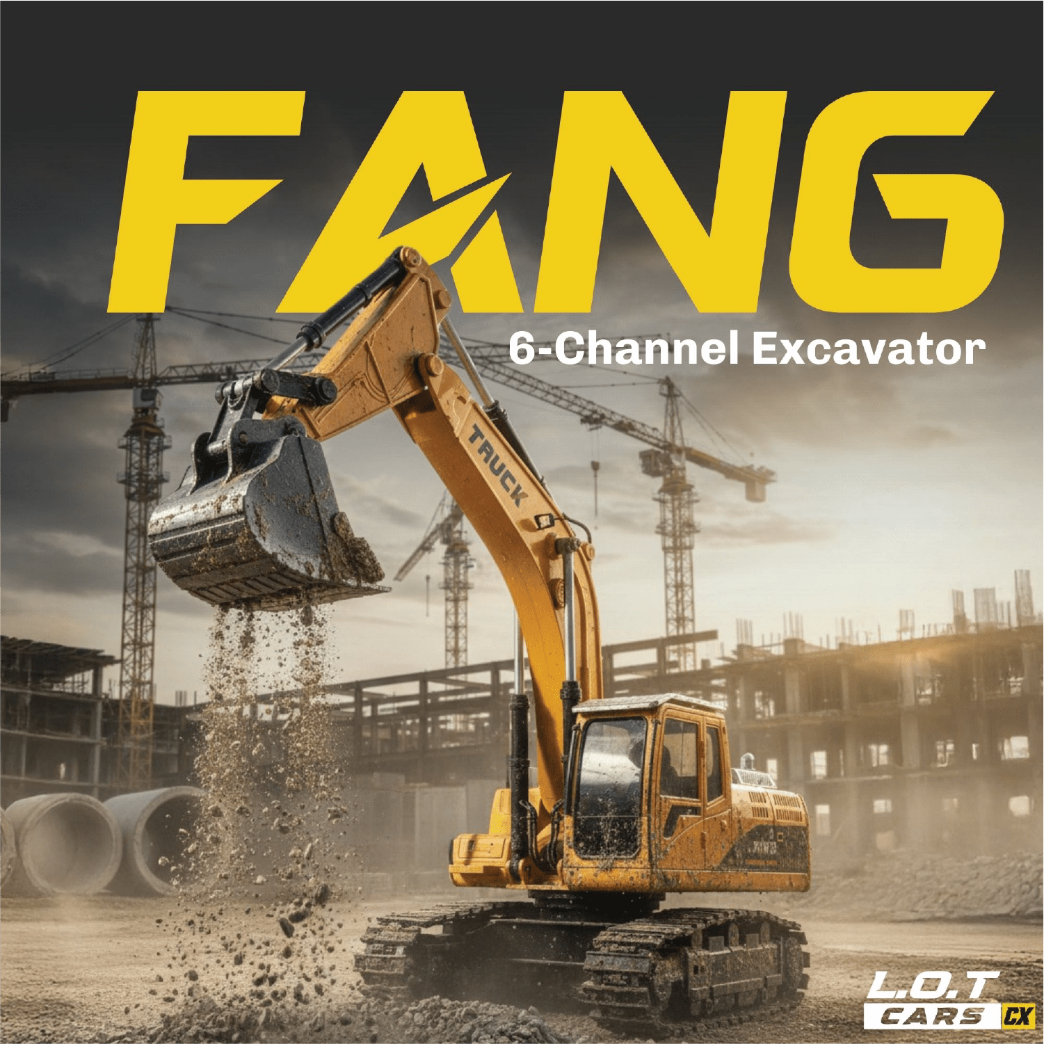 L.O.T Cars Fang - Remote Control Excavator - RC Construction Vehicle