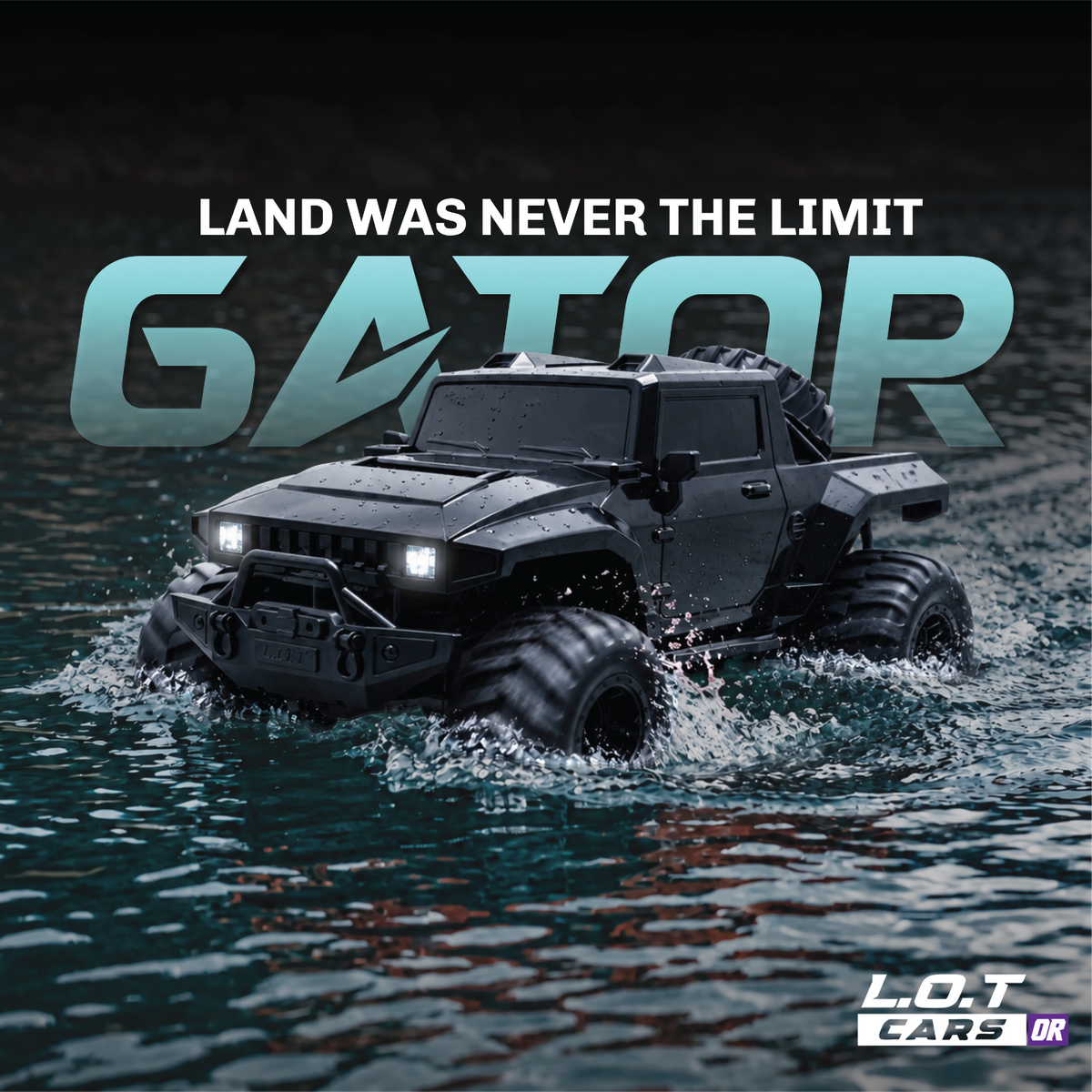 Land was never the limit: the black Gator driving through shallow water