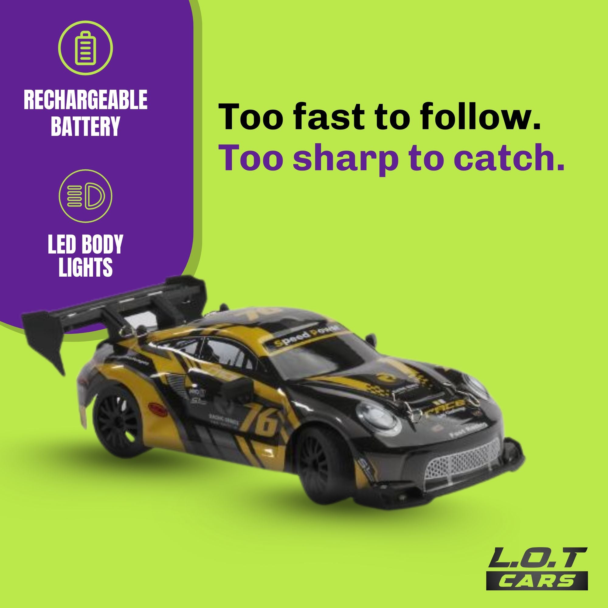 L.O.T Cars “Ghost” - RC Drift Car (Semi-Hobby Grade) - 4x4 Remote Control Drift Car with Lights