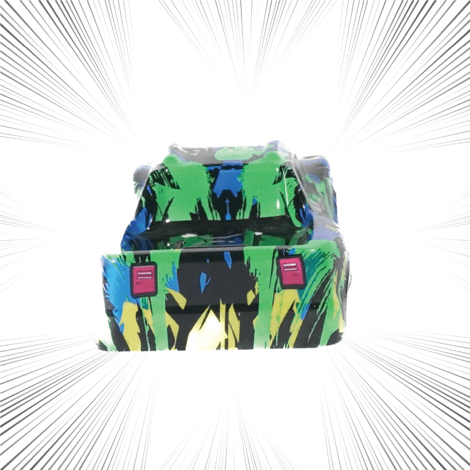 Colorful backpack with abstract design on a white background