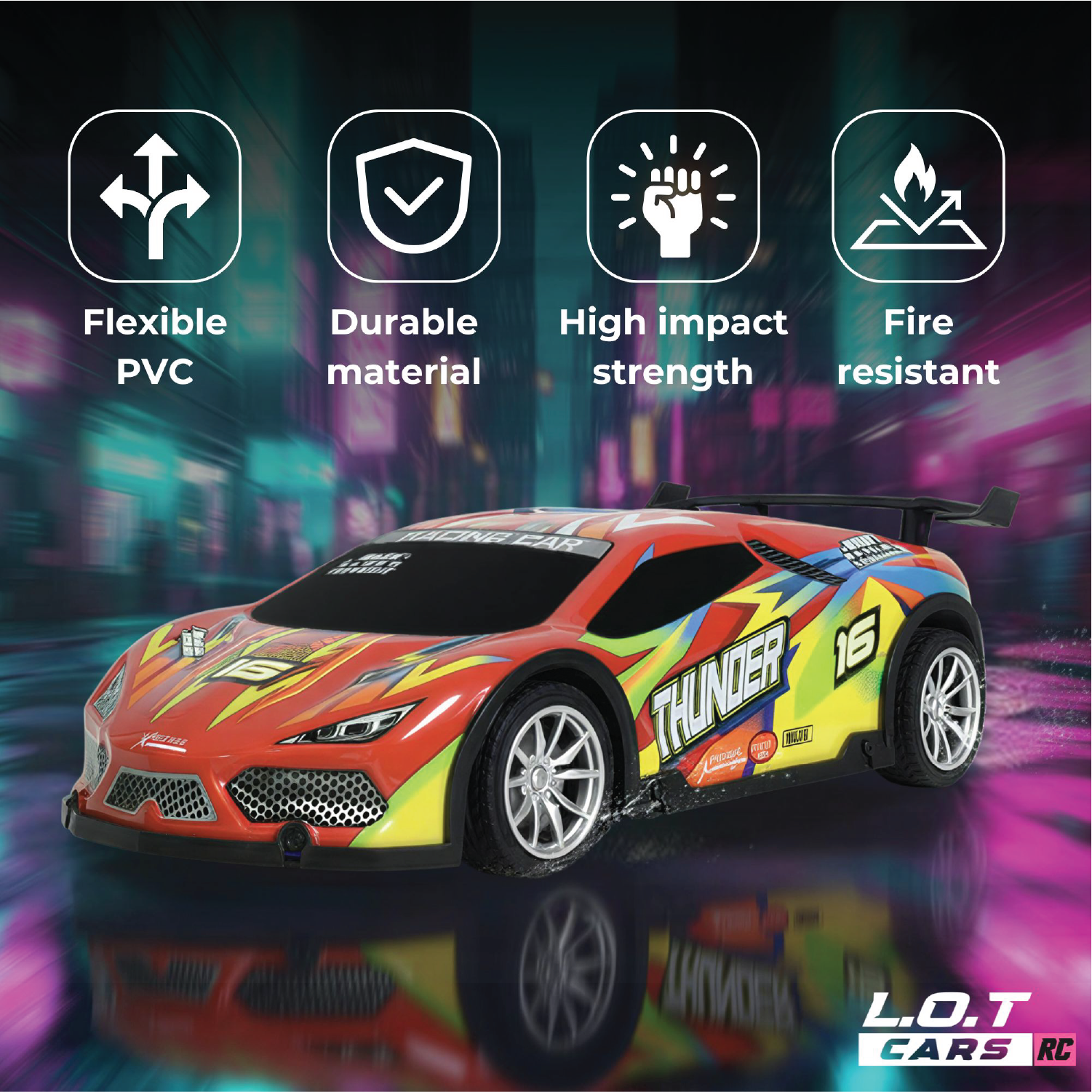 L.O.T Cars Thunder - RC Race Car with Lights