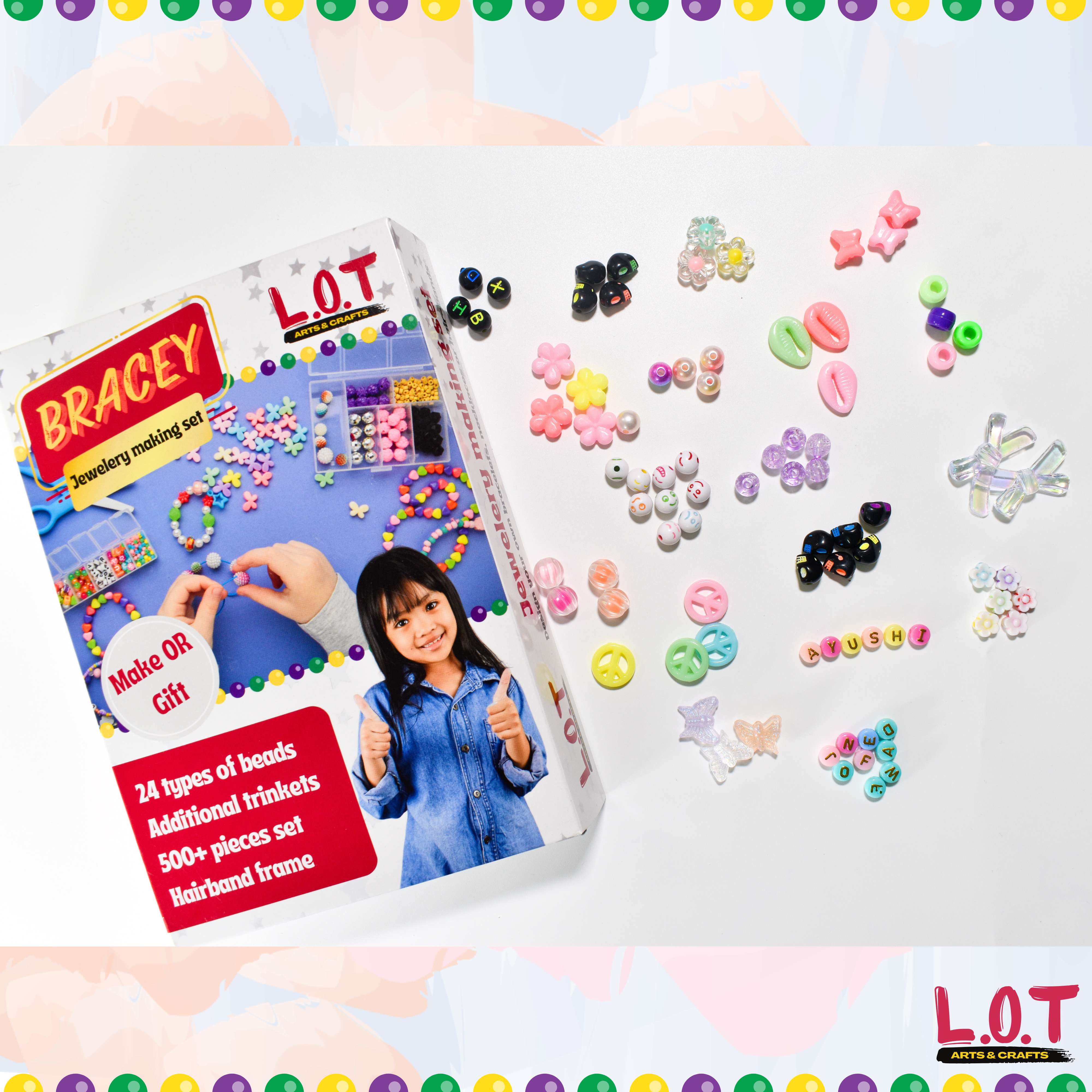 Bracey jewelry making set with colorful beads and accessories on a white background