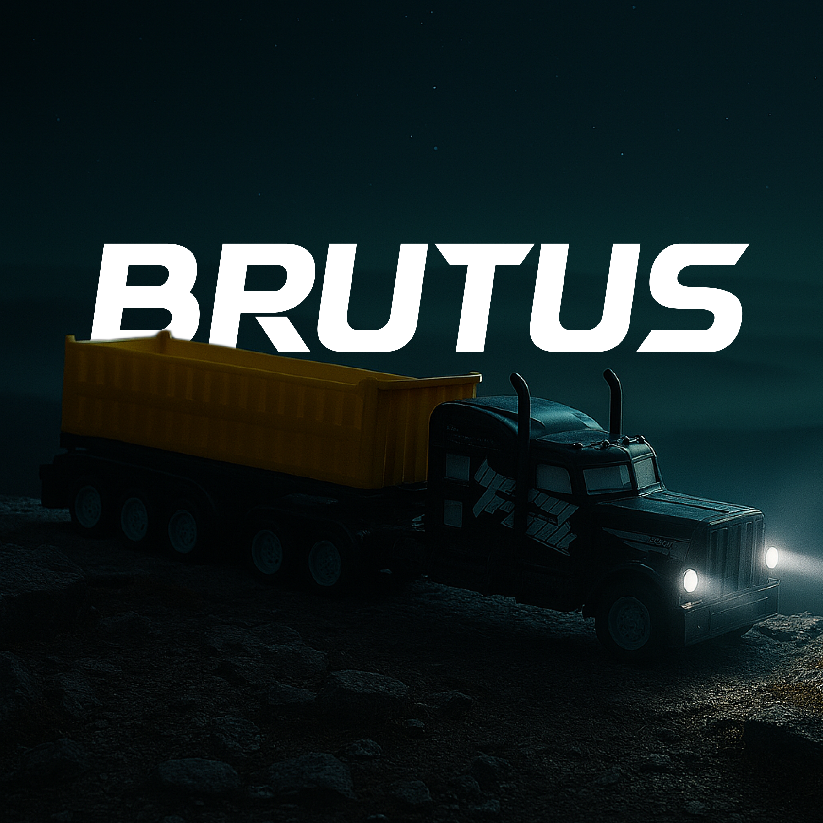 Black RC Toy truck with 'BRUTUS' branding on a dark background
