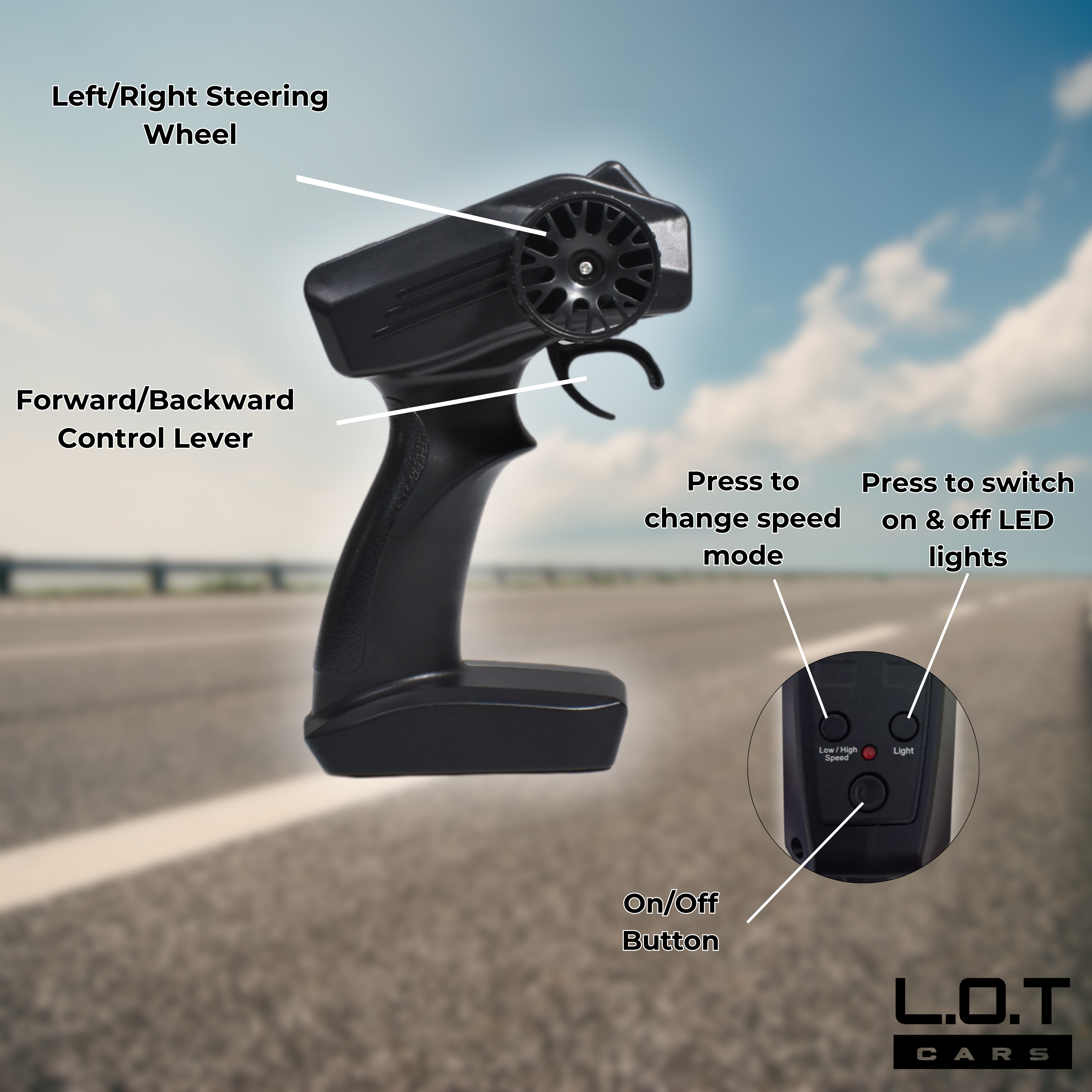 Functions of Remote Control of L.O.T Cars Bumble Off Road Remote Control Car (Blue)