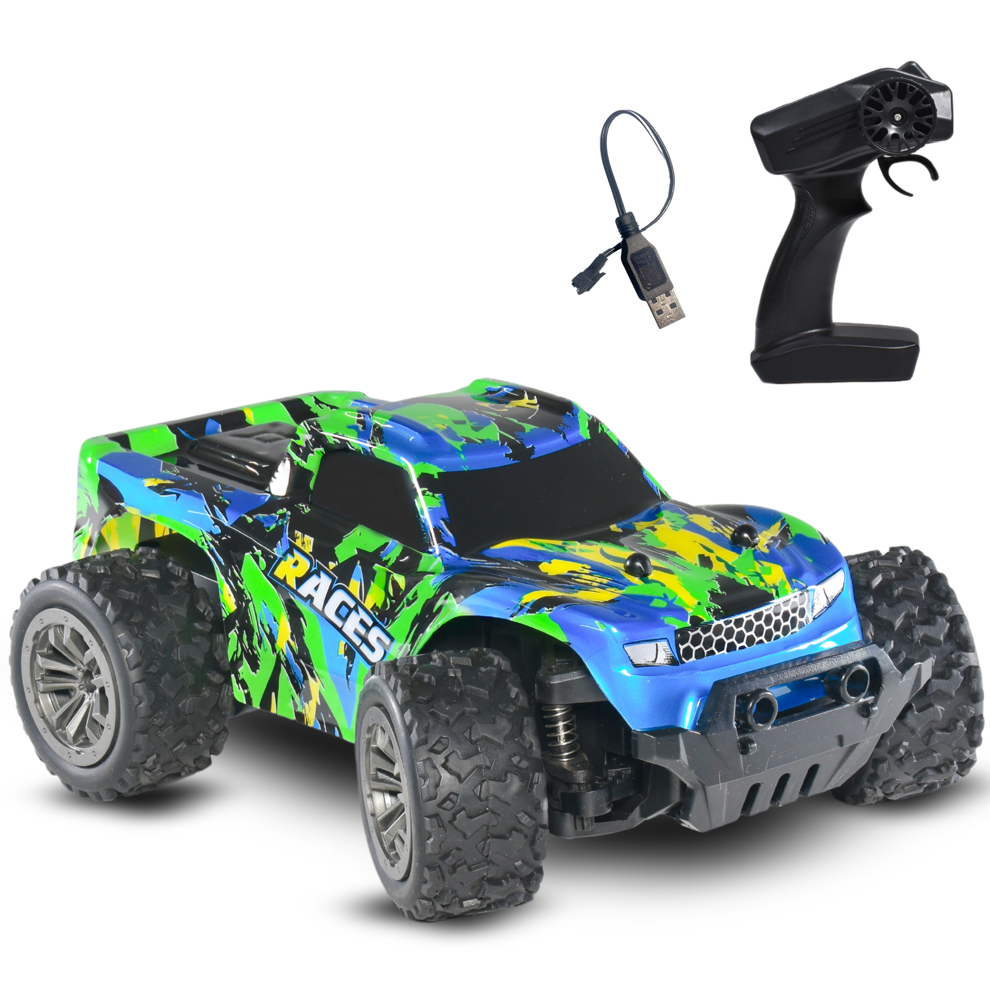 Product Image of L.O.T Cars Bumble Off Road Remote Control Car (Green) with USB Cable and Remote Control