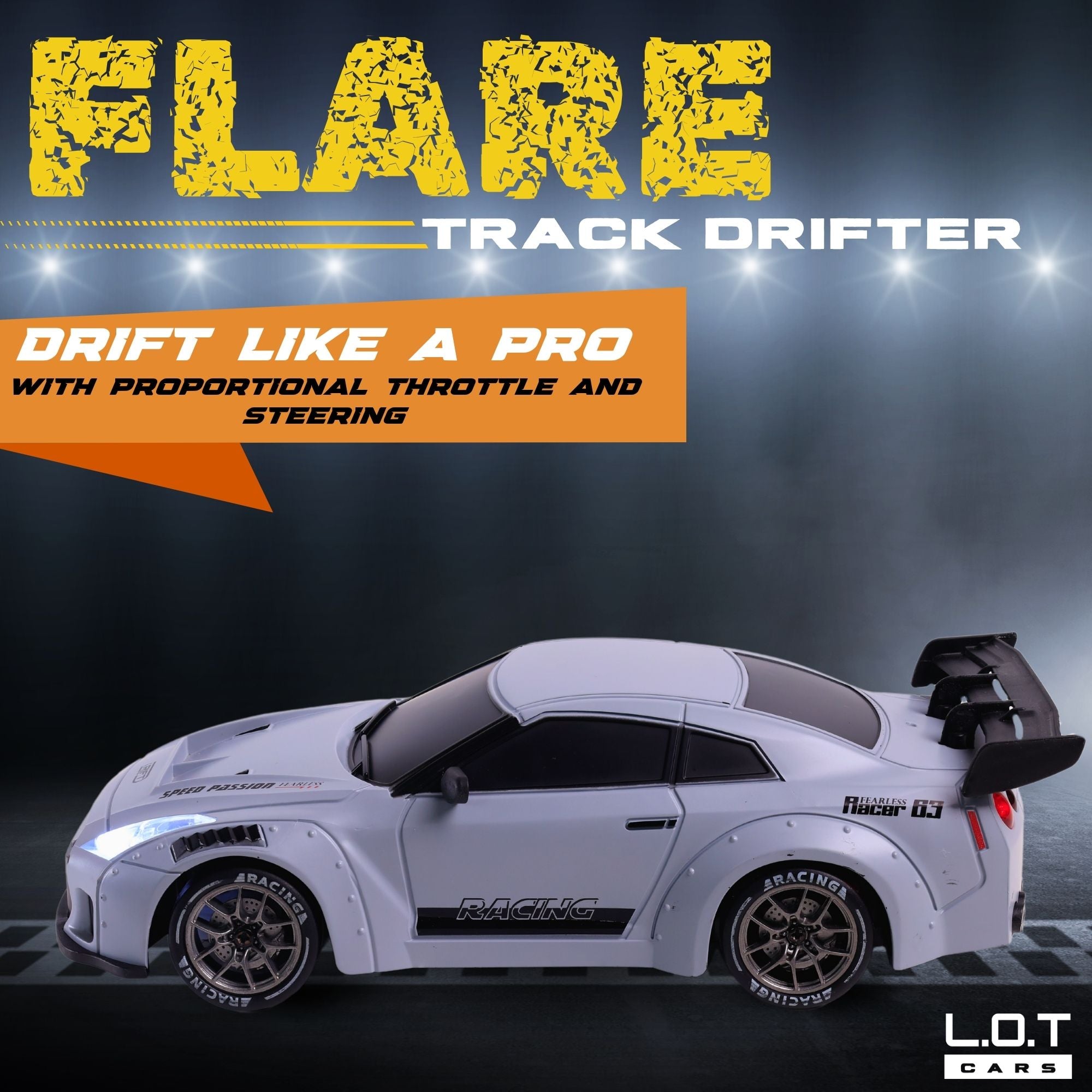 L.O.T Cars “Flare” - RC Drift Car (Semi-Hobby Grade) - 4x4 Remote Control Drift Car with Lights