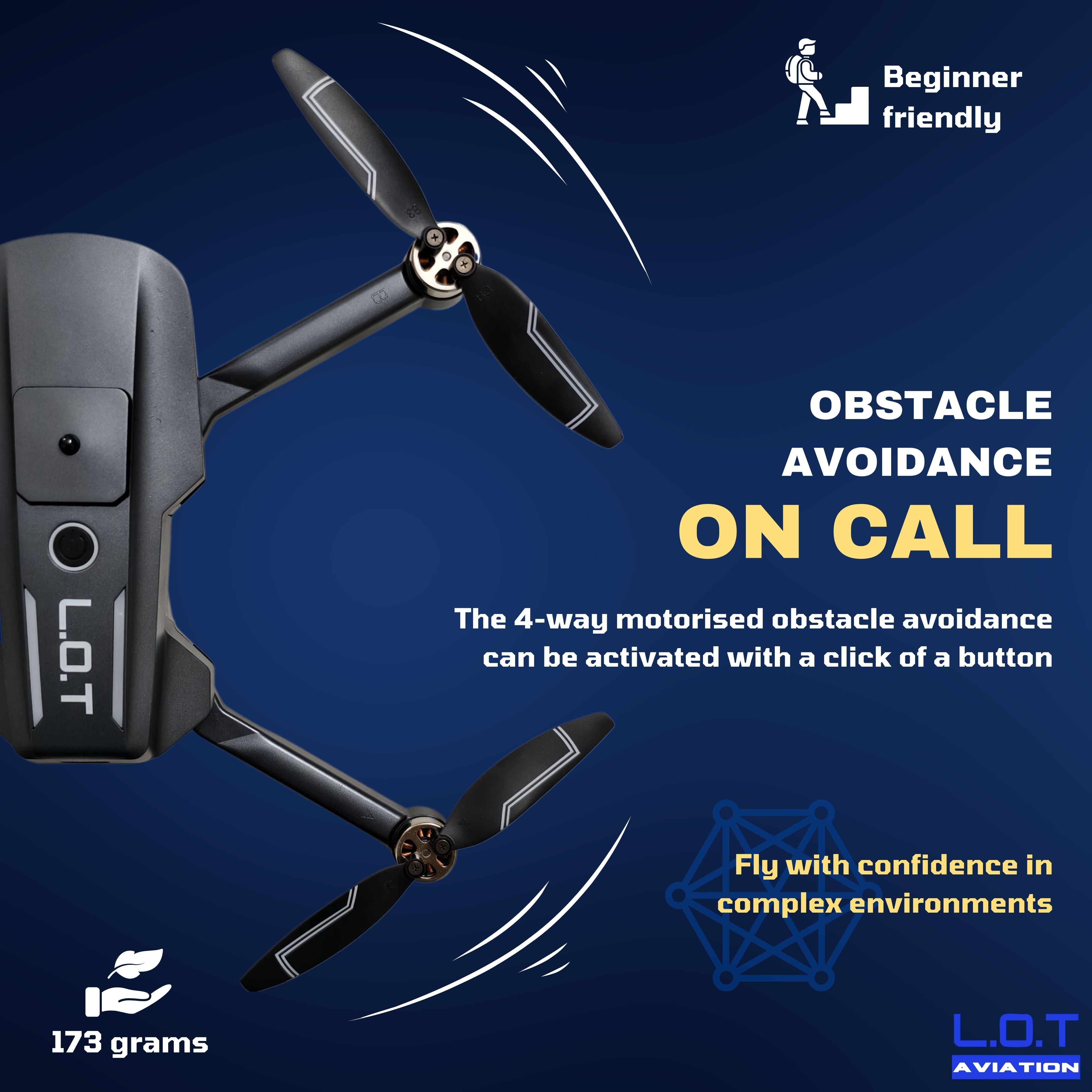 L.O.T Drones “Iris” - Remote Control Drone Toy with HD Camera and Obstacle Avoidance - Base Combo