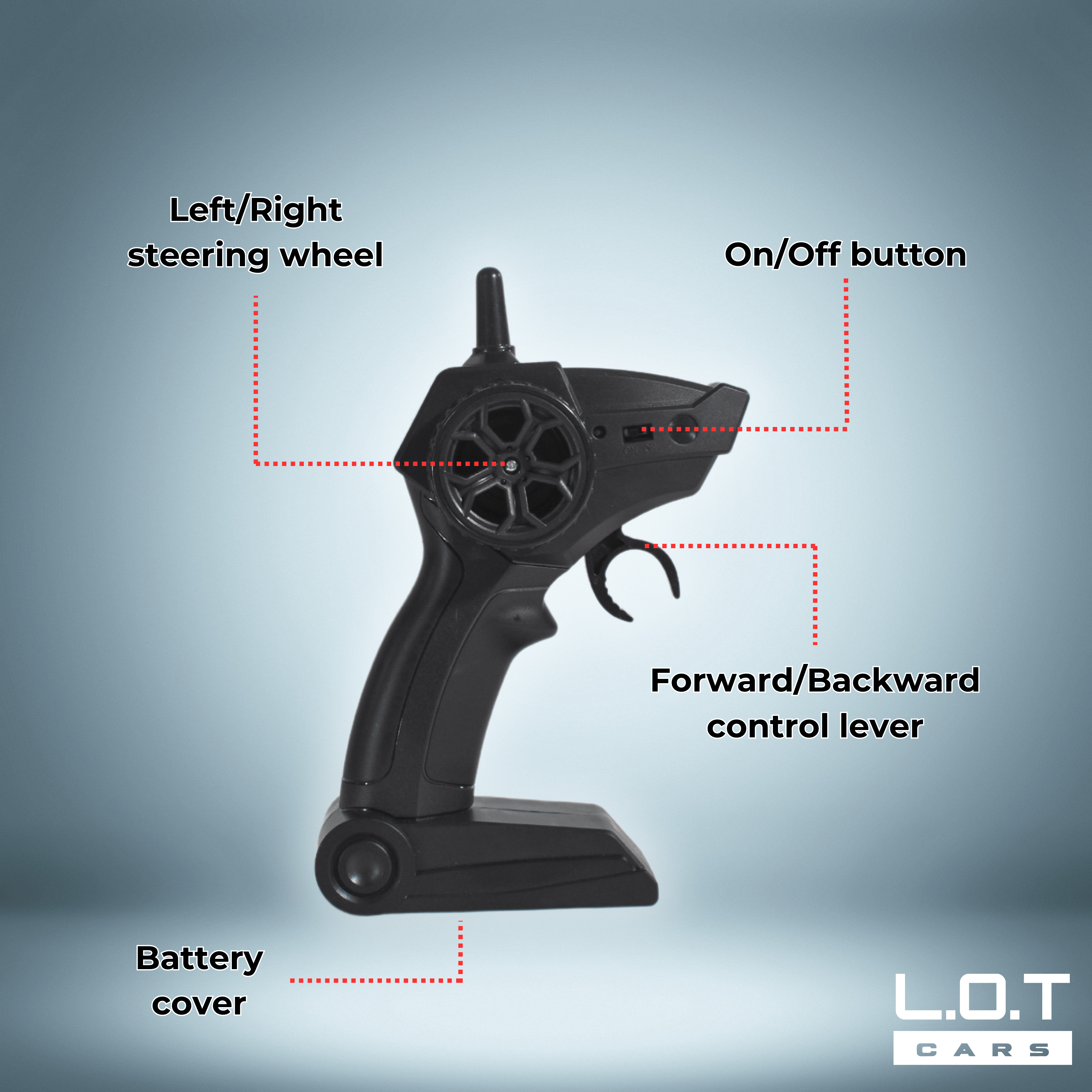 Functions of Remote Control of L.O.T Cars Night Wolf Drift RC Car (Red)