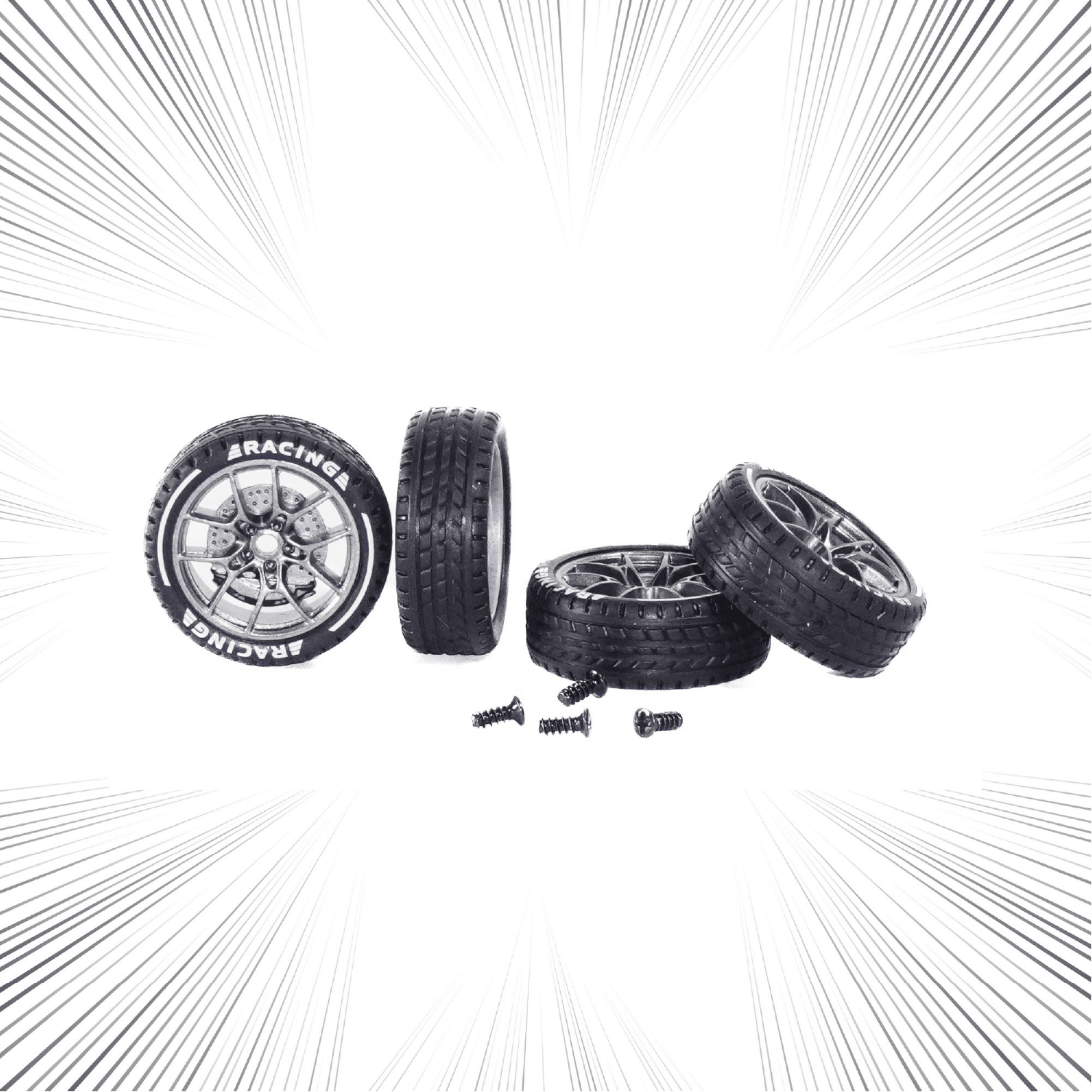 L.O.T Spare Parts - Set of 4 Drift/Grip Tyres for L.O.T Cars Flare RC Drift Car