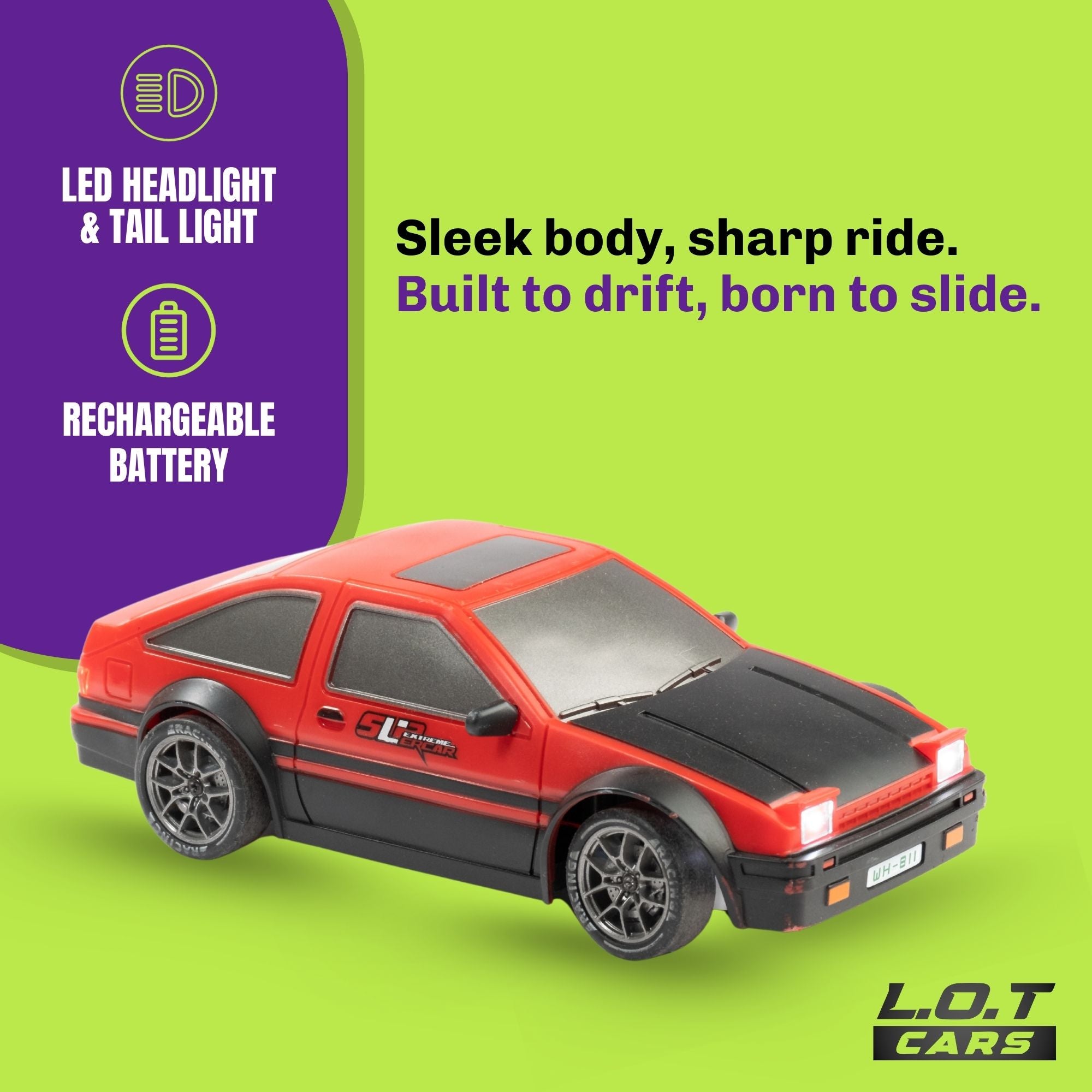 L.O.T Cars “Flare” - RC Drift Car (Semi-Hobby Grade) - 4x4 Remote Control Drift Car with Lights
