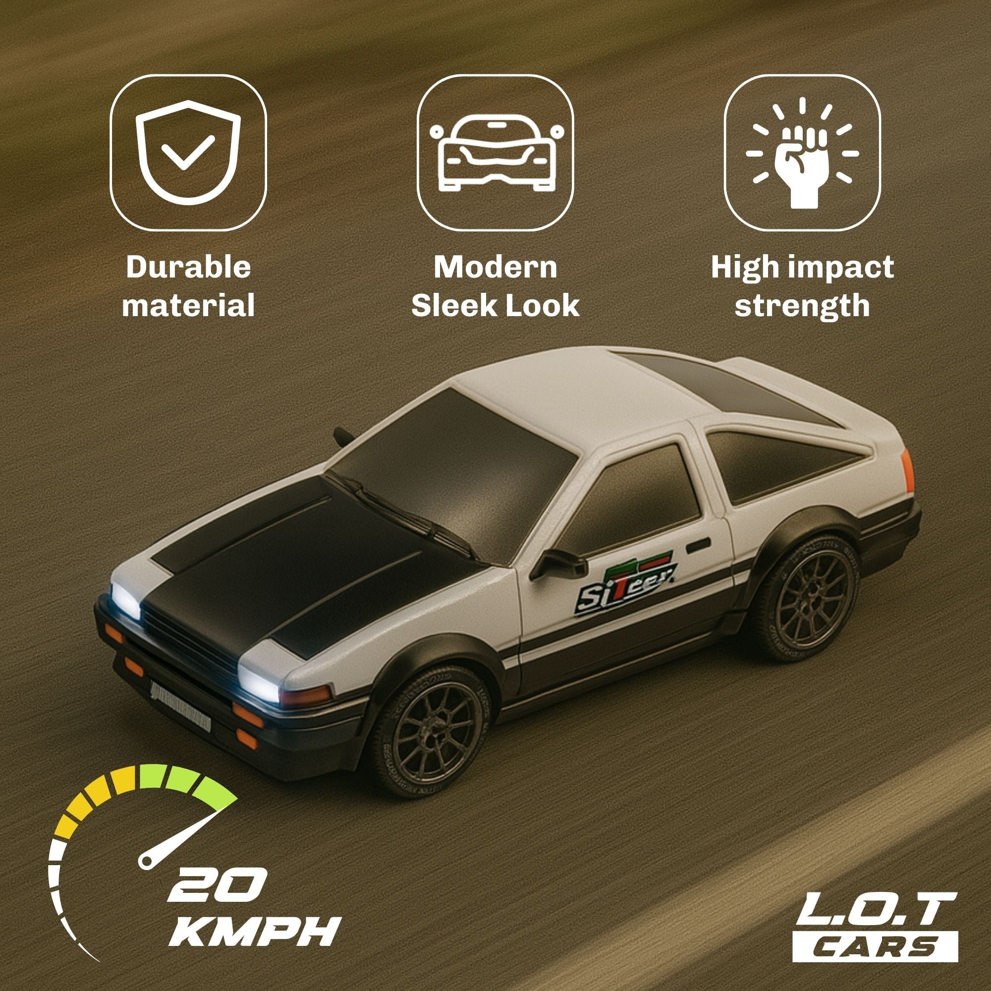 L.O.T Cars “Flare” - RC Drift Car (Semi-Hobby Grade) - 4x4 Remote Control Drift Car with Lights