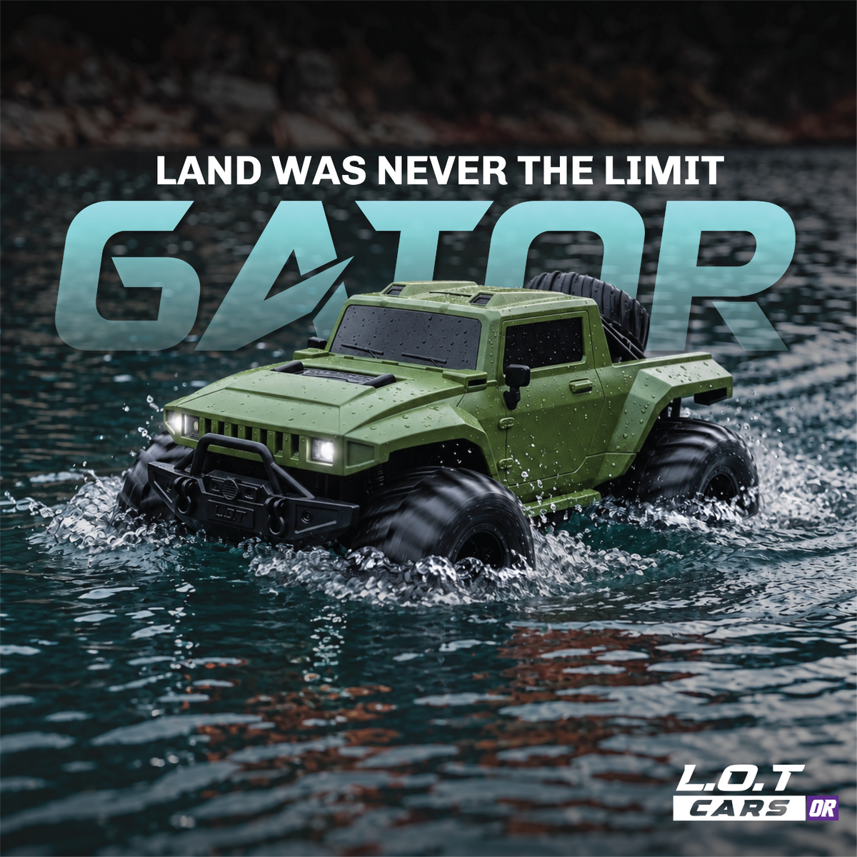 Land was never the limit: the green Gator driving through shallow water