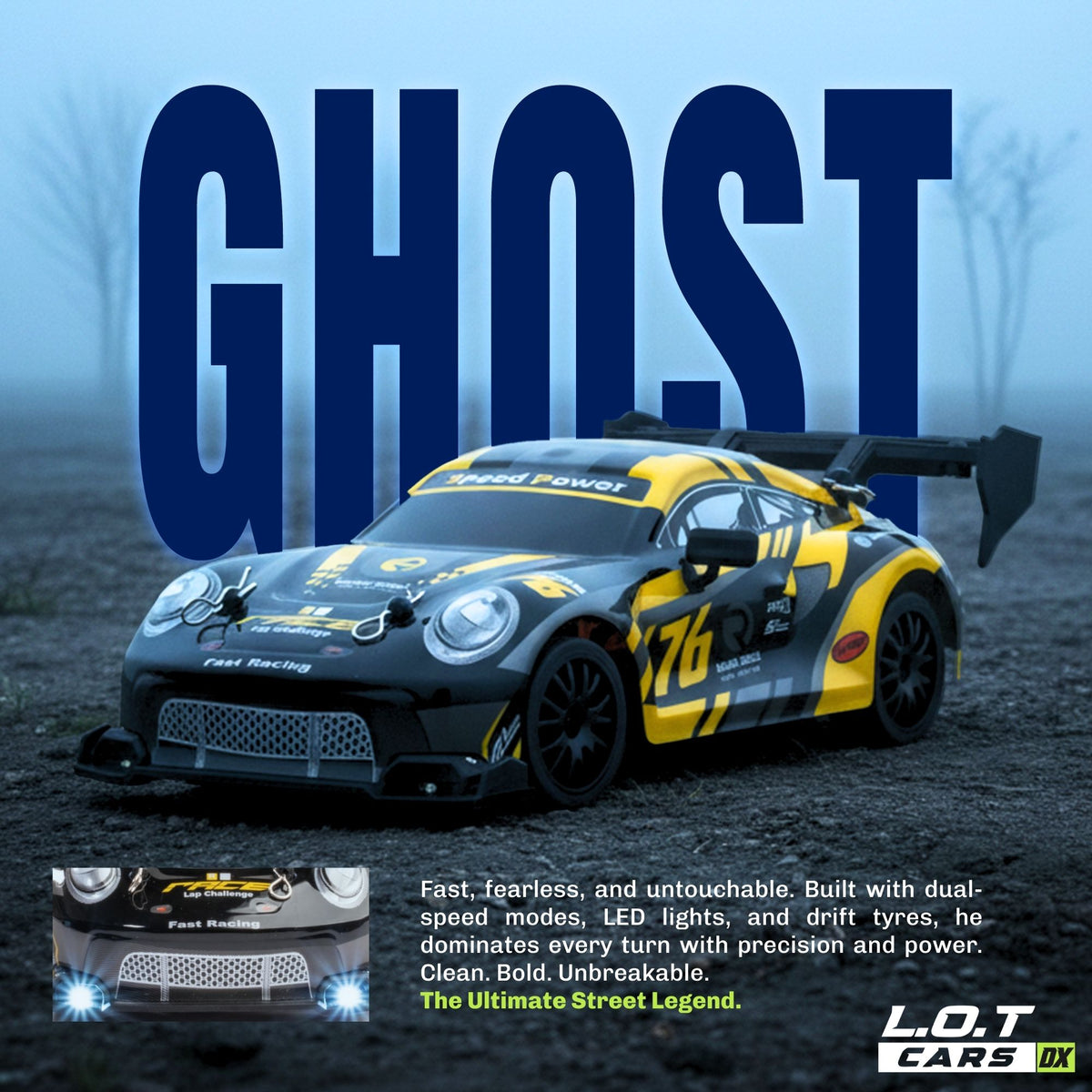 L.O.T Cars Ghost RC Drift Car - Fast RC Car with Lights