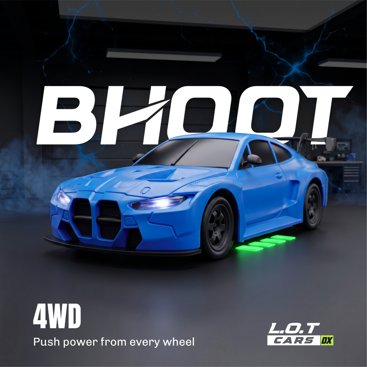 The blue Bhoot under the lights: 4WD, pushing power from every wheel