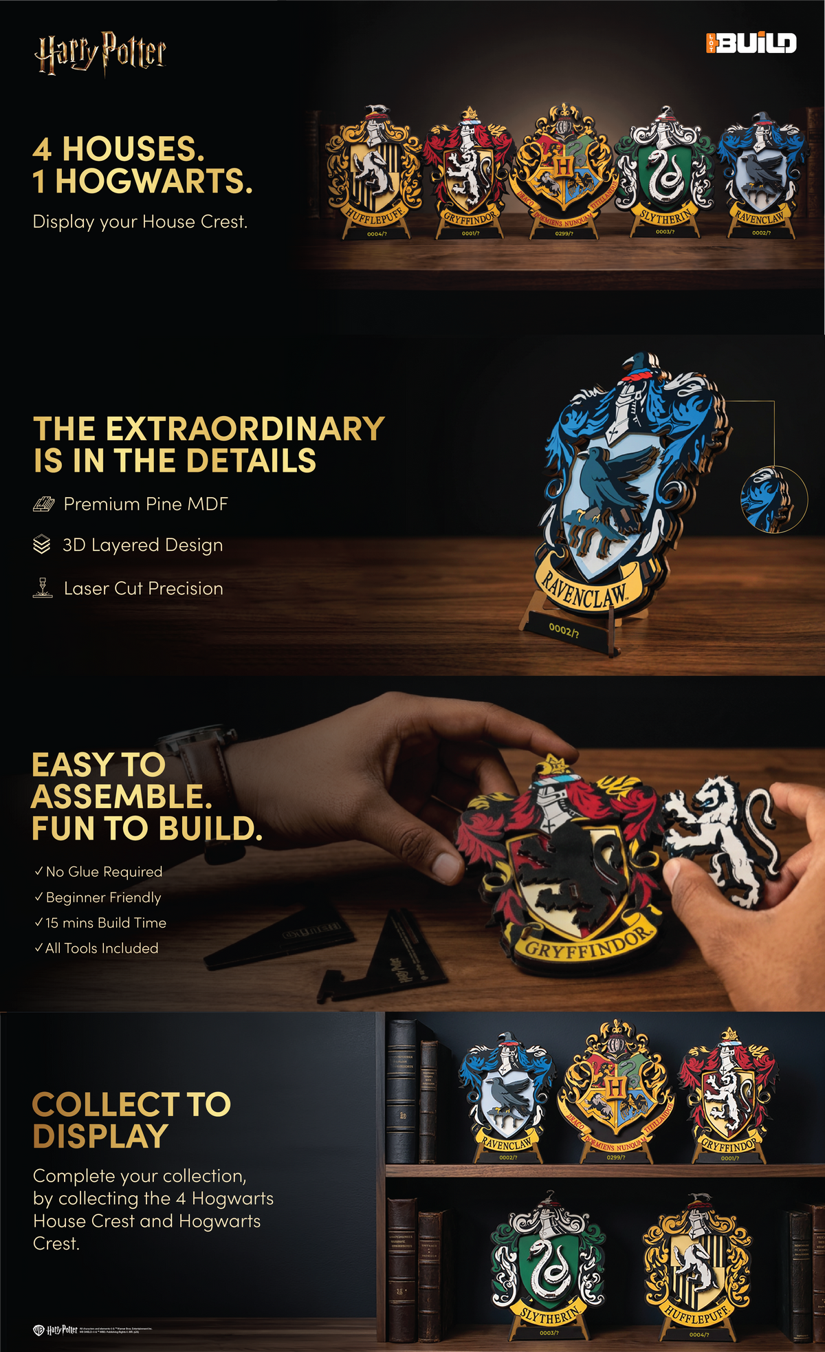 Hogwarts House Crest 3D Wooden Puzzle