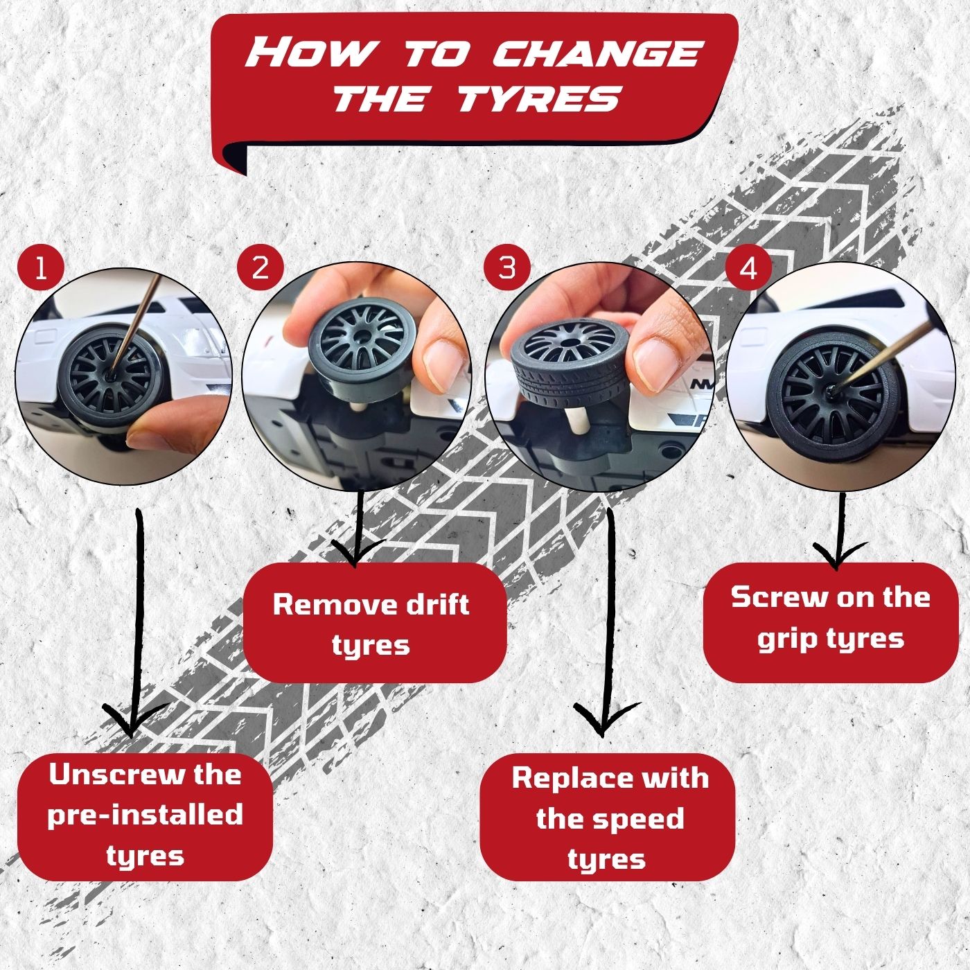 Guide on how to change RC Car Tyres