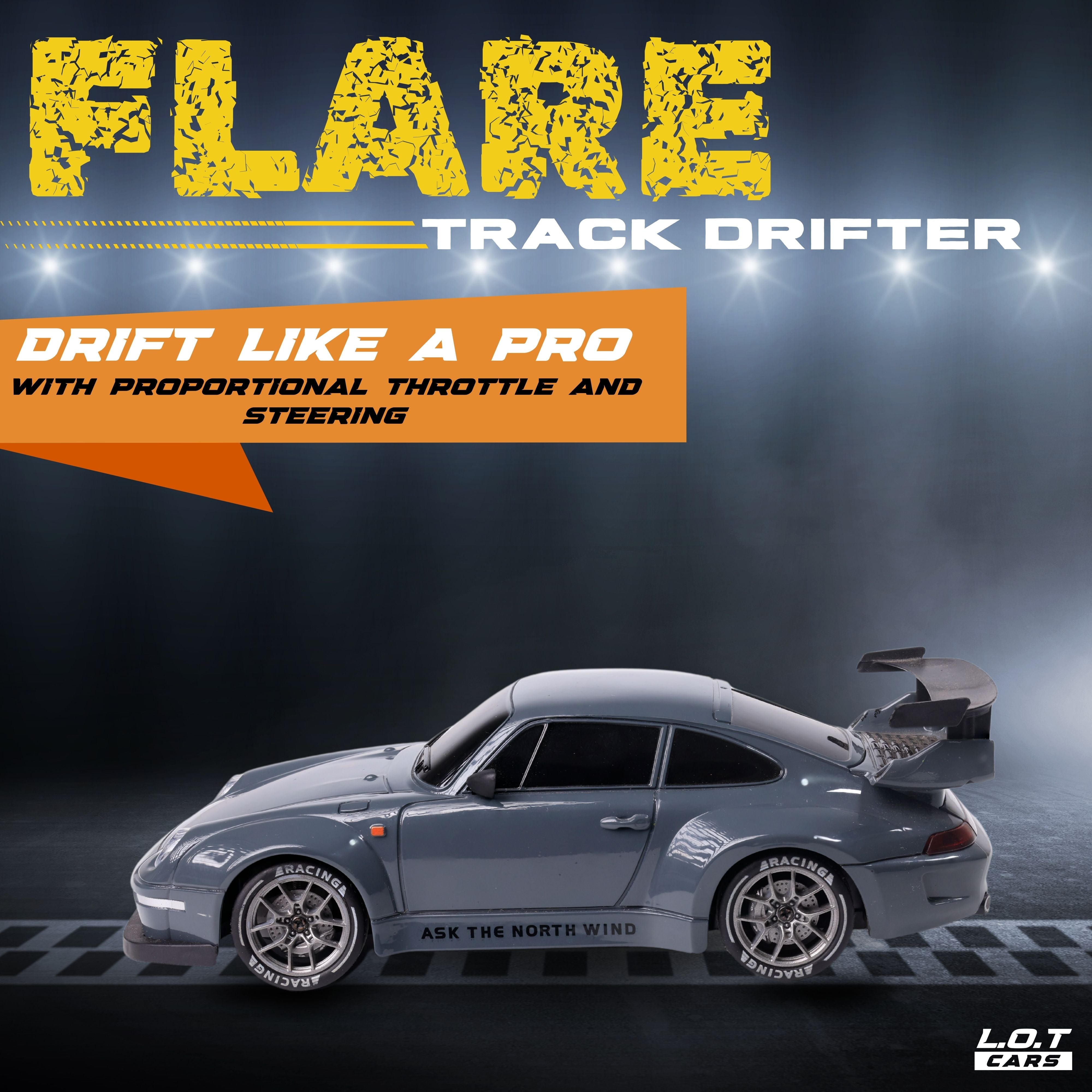 L.O.T Cars “Flare” - RC Drift Car (Semi-Hobby Grade) - 4x4 Remote Control Drift Car with Lights