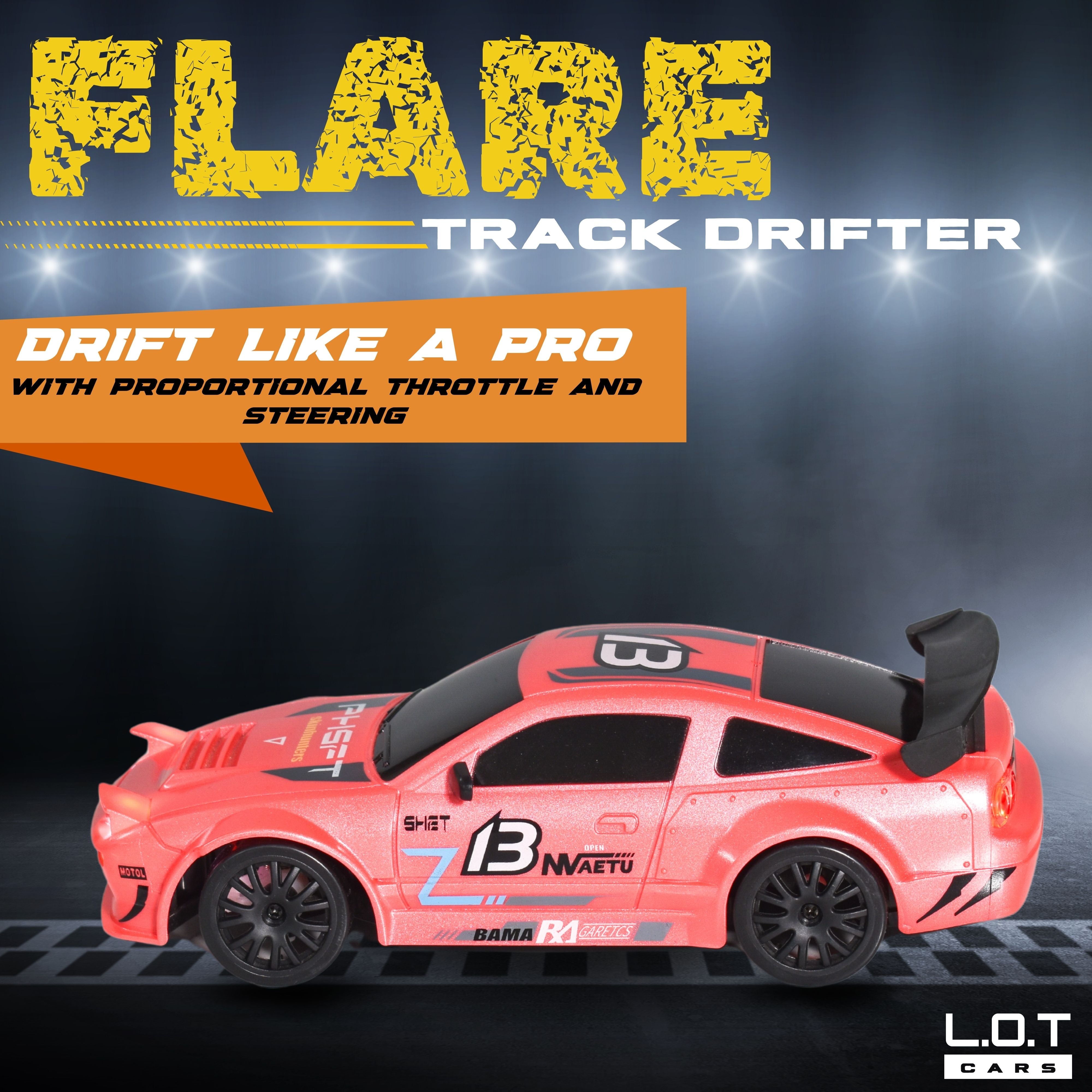 L.O.T Cars “Flare” - RC Drift Car (Semi-Hobby Grade) - 4x4 Remote Control Drift Car with Lights