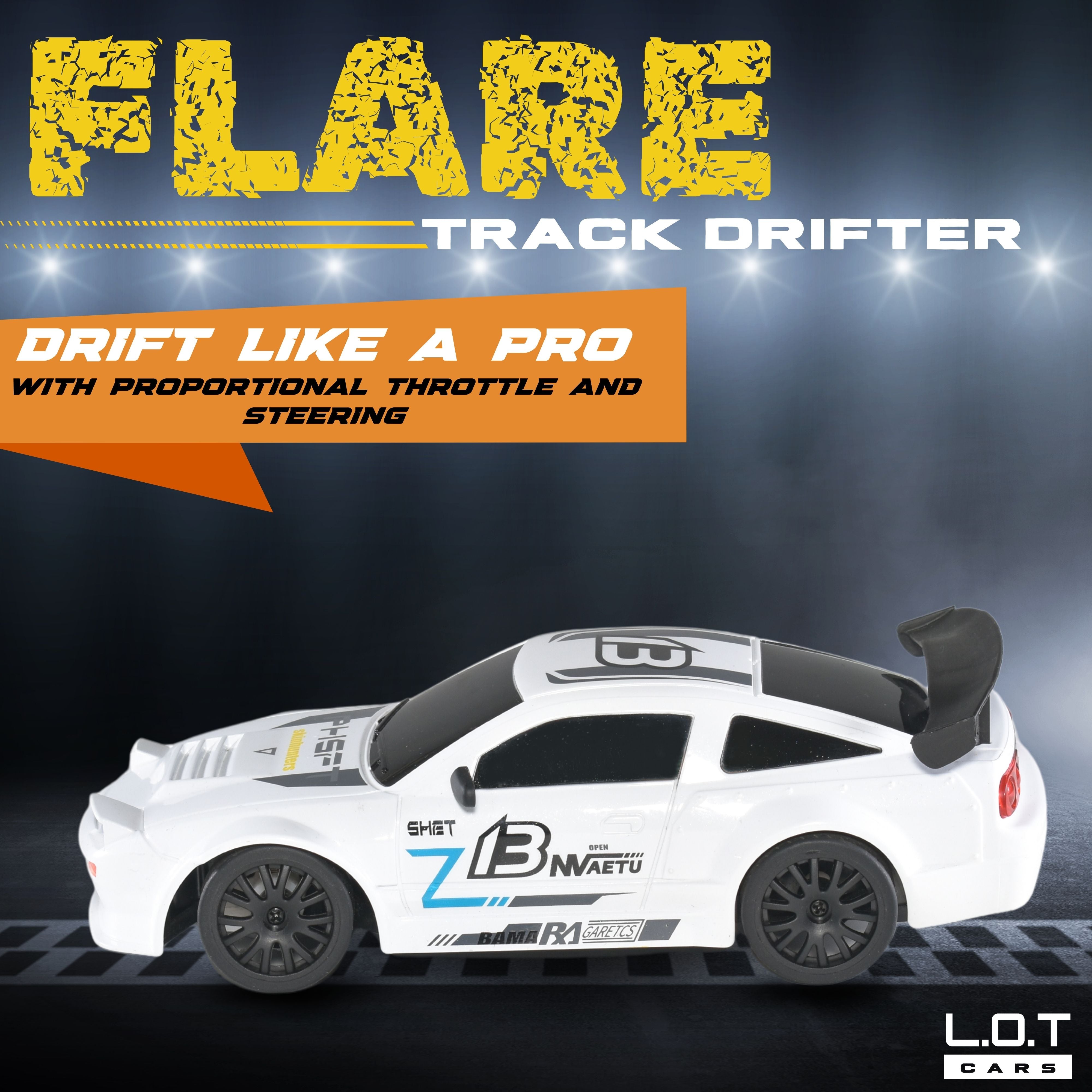 L.O.T Cars “Flare” - RC Drift Car (Semi-Hobby Grade) - 4x4 Remote Control Drift Car with Lights