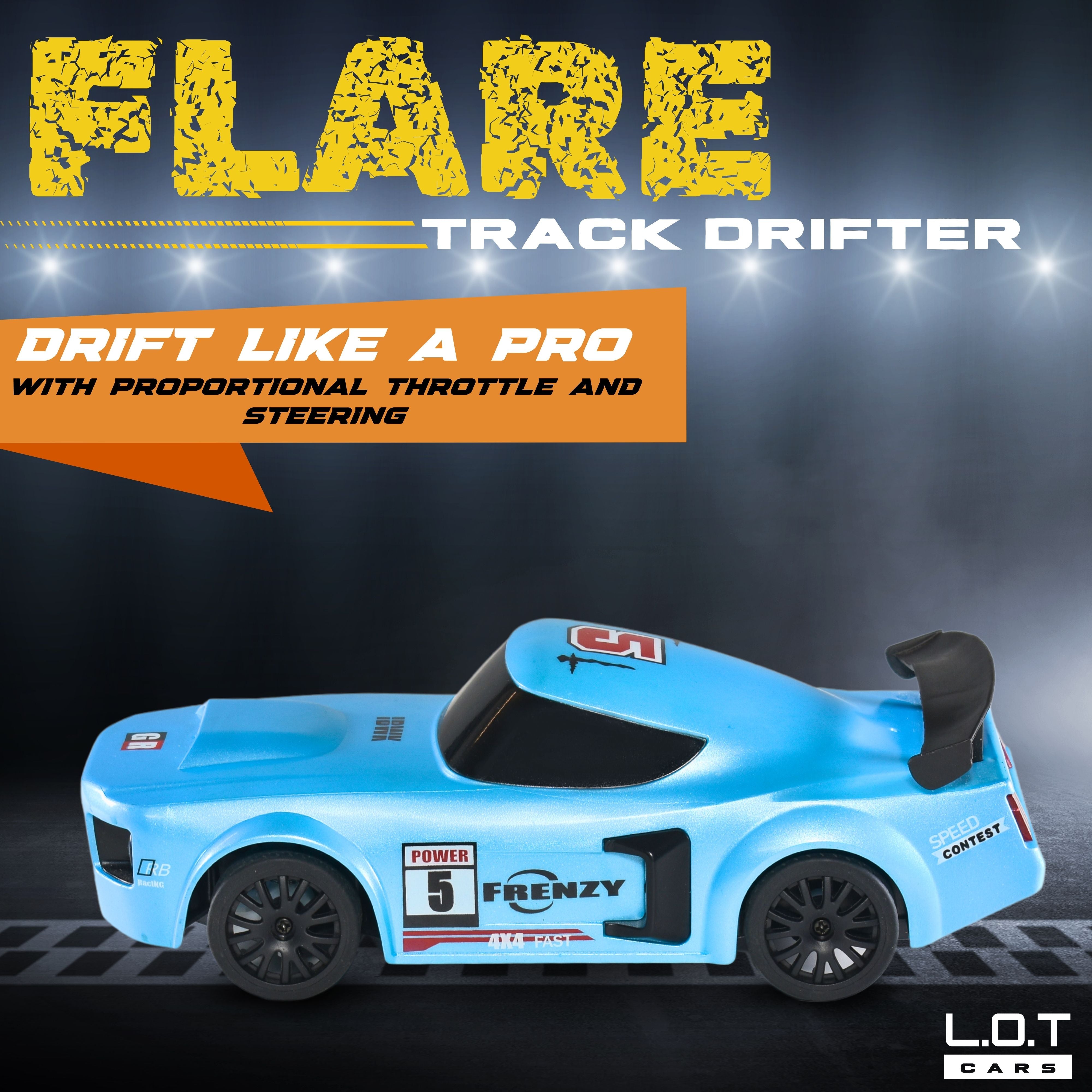 L.O.T Cars “Flare” - RC Drift Car (Semi-Hobby Grade) - 4x4 Remote Control Drift Car with Lights