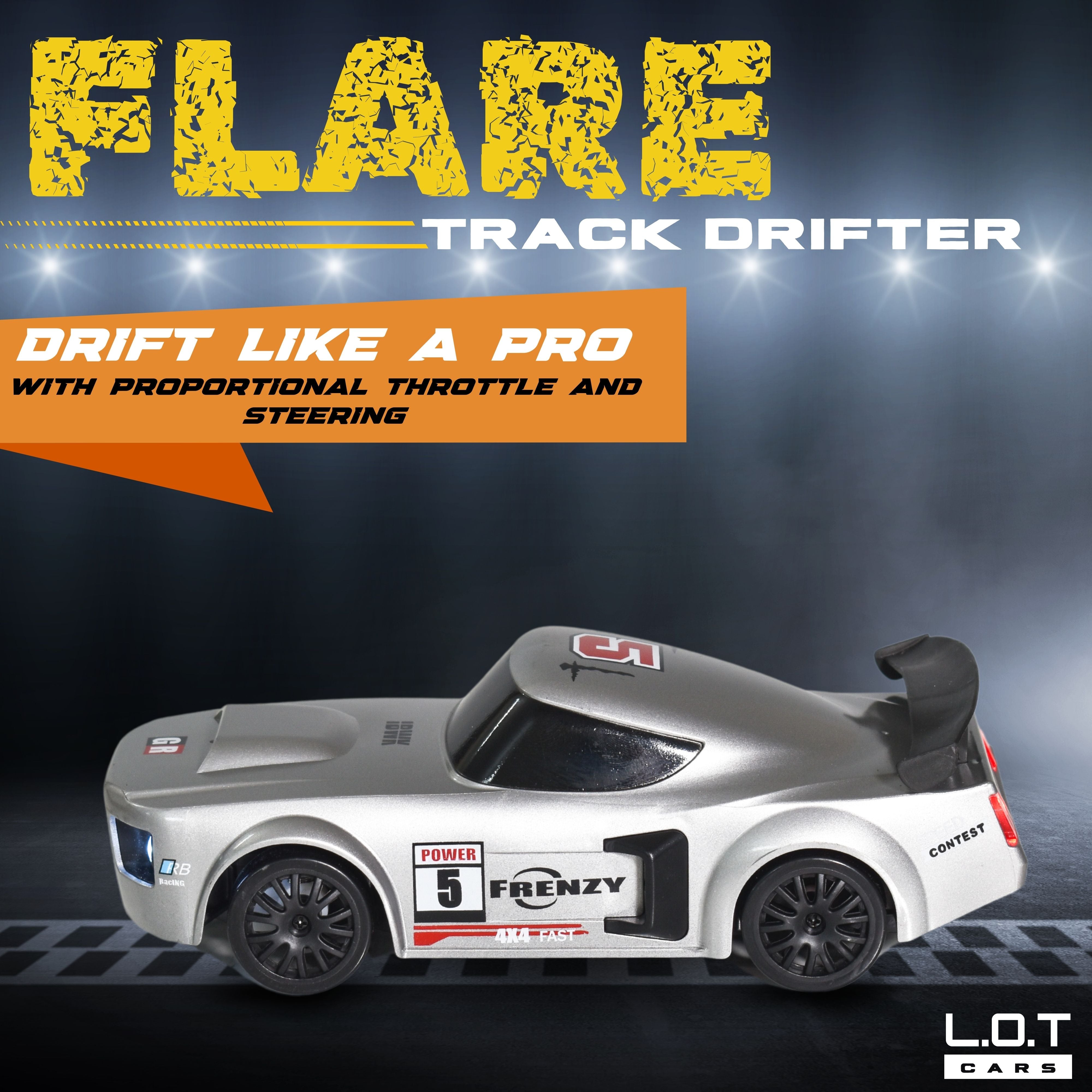 L.O.T Cars “Flare” - RC Drift Car (Semi-Hobby Grade) - 4x4 Remote Control Drift Car with Lights
