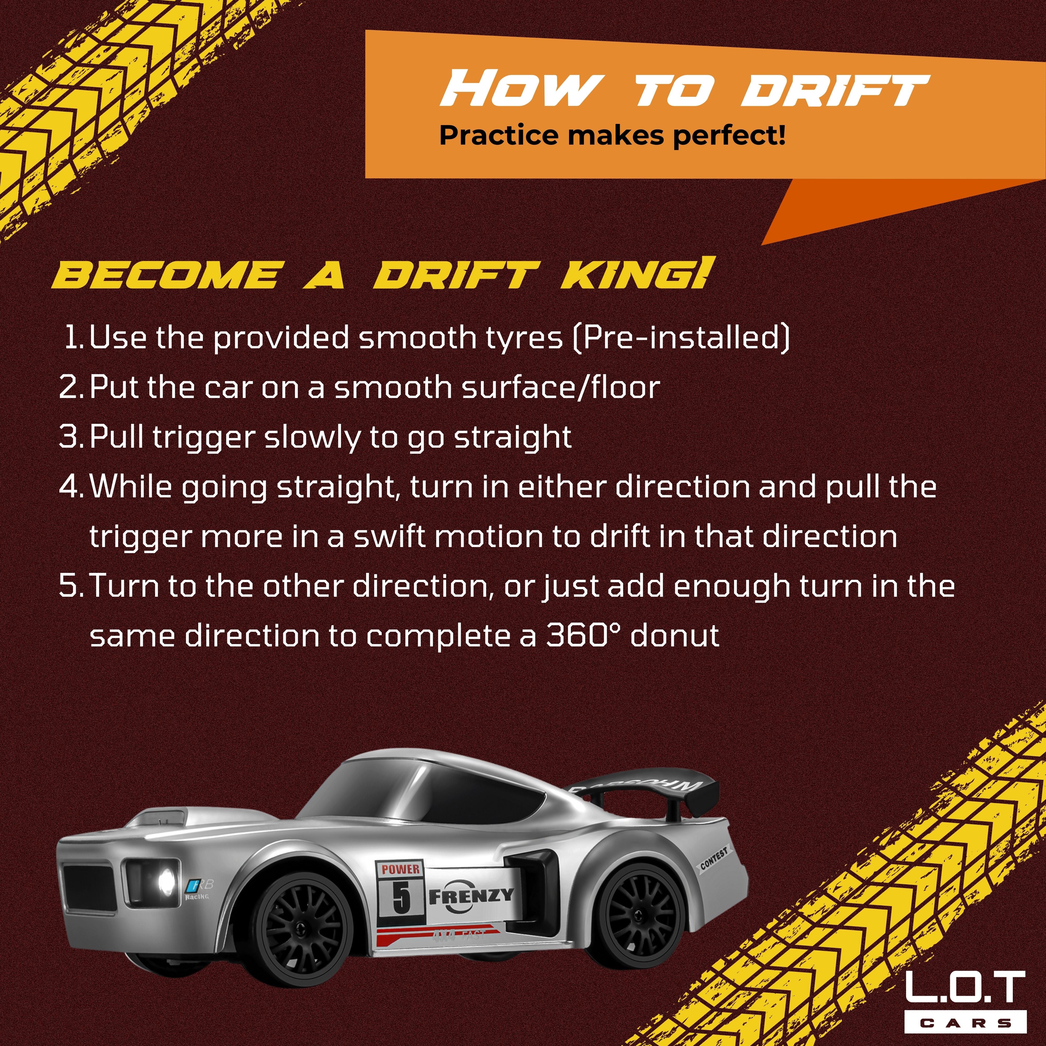 L.O.T Cars “Flare” - RC Drift Car (Semi-Hobby Grade) - 4x4 Remote Control Drift Car with Lights