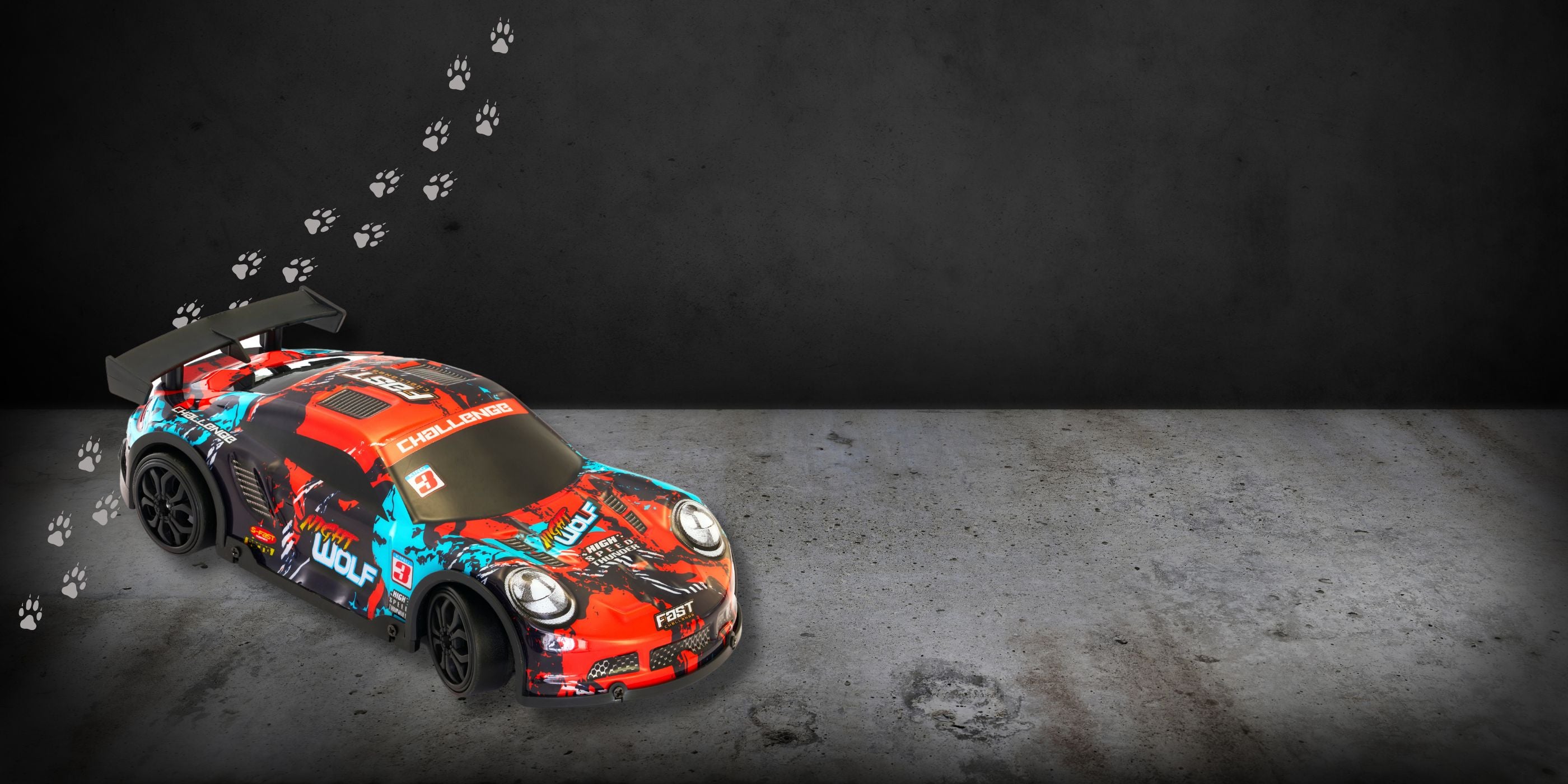 L.O.T Cars Night Wolf RC Drift Car on a smooth surface