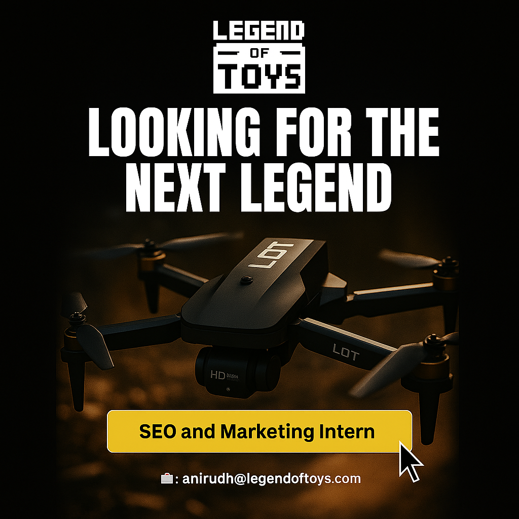 Drone with 'LOT' branding on a dark background, featuring text about job opportunities.