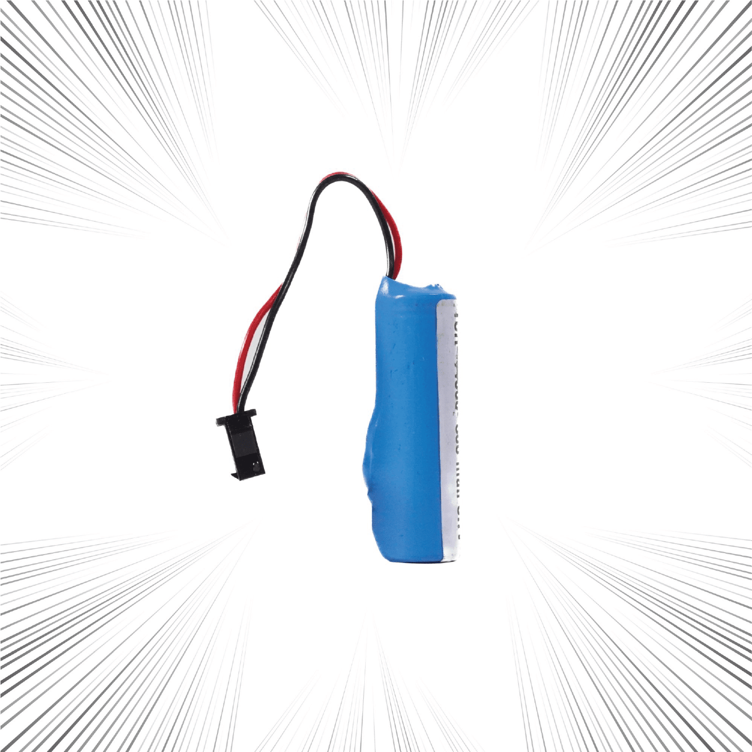 Blue battery with connectors on a white background