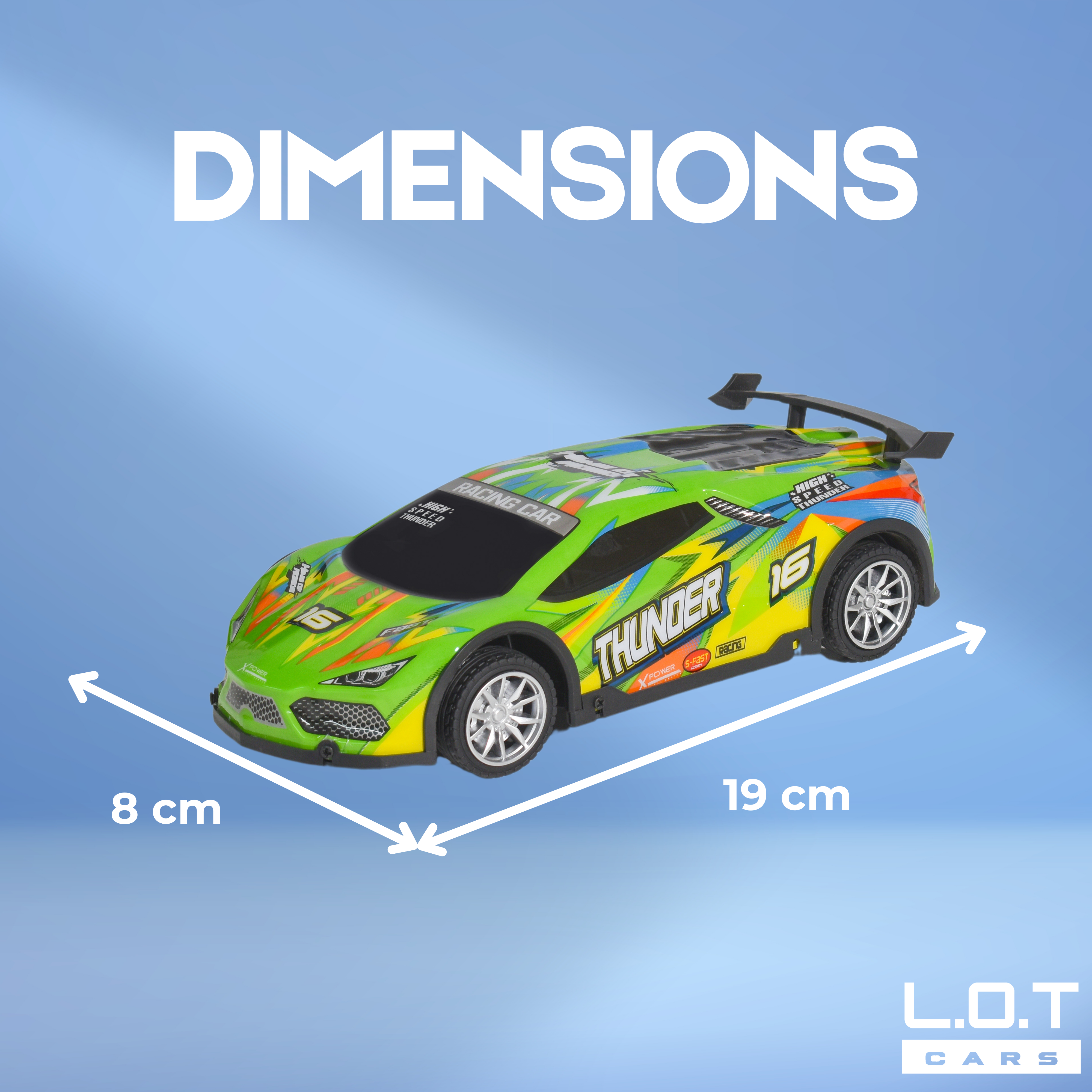 L.O.T Cars “Thunder” - Race Track RC Remote Control Car with Lights