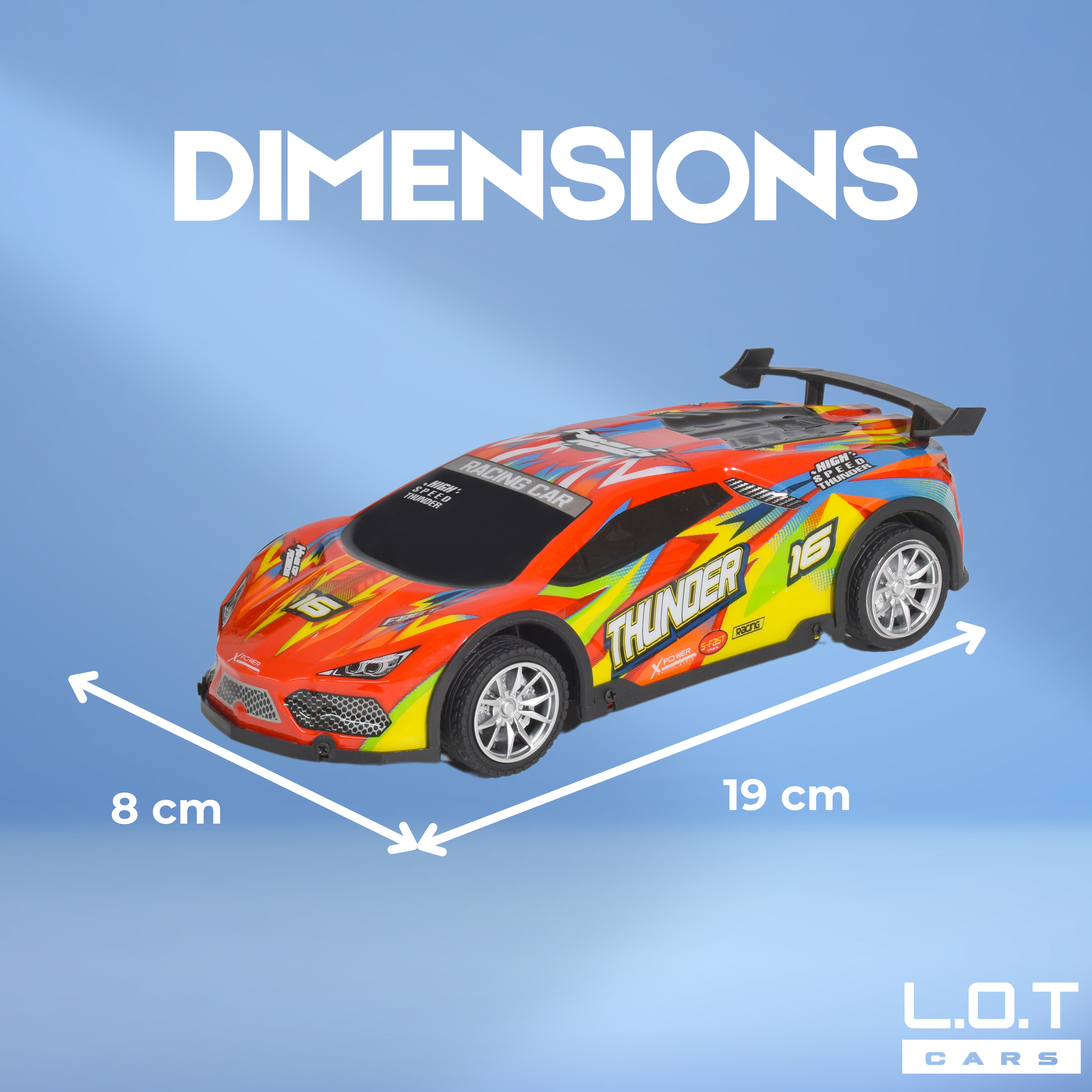 L.O.T Cars “Thunder” - Race Track RC Remote Control Car with Lights