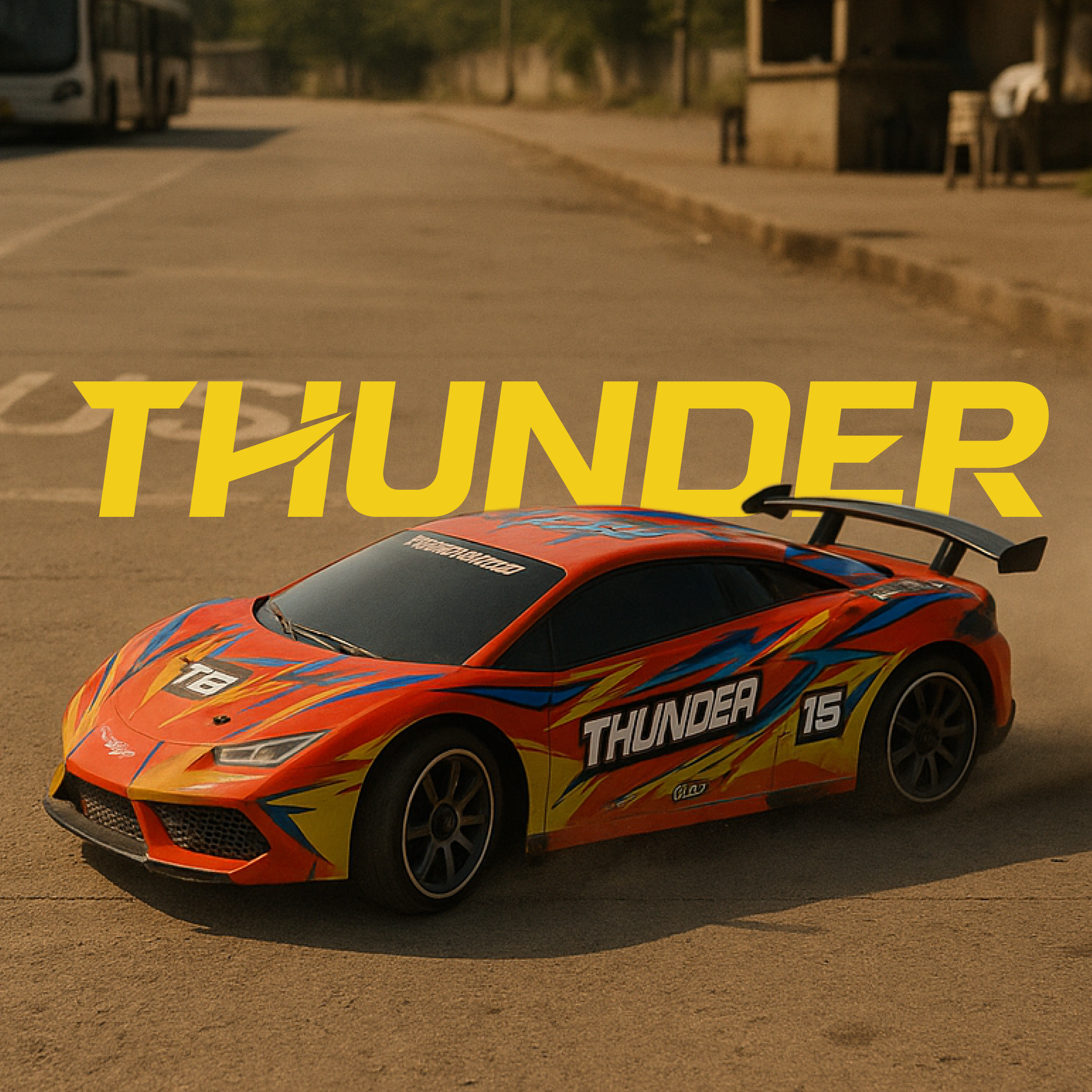 L.O.T Cars “Thunder” - Race Track RC Remote Control Car with Lights
