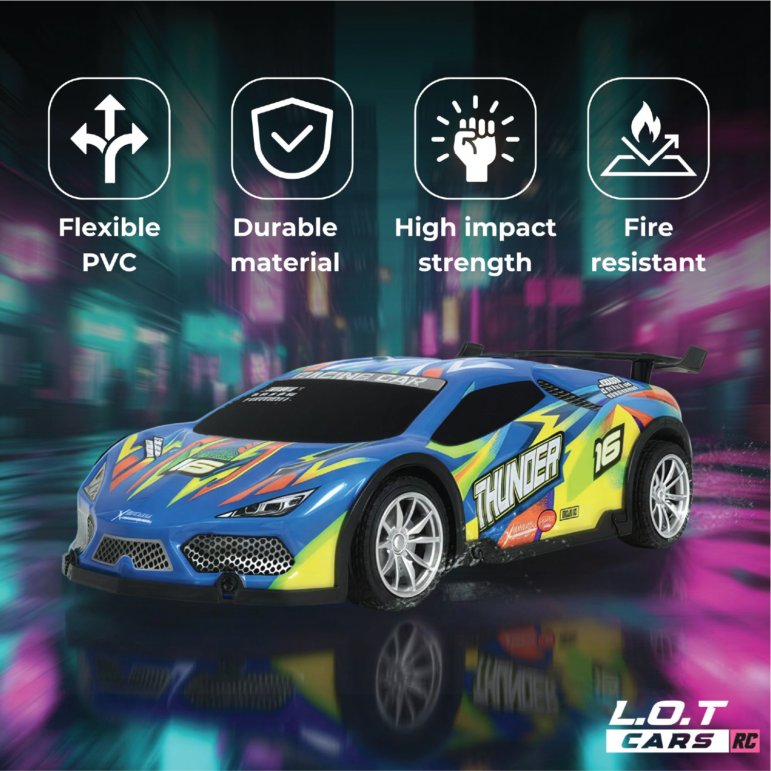 L.O.T Cars Thunder - RC Race Car with Lights